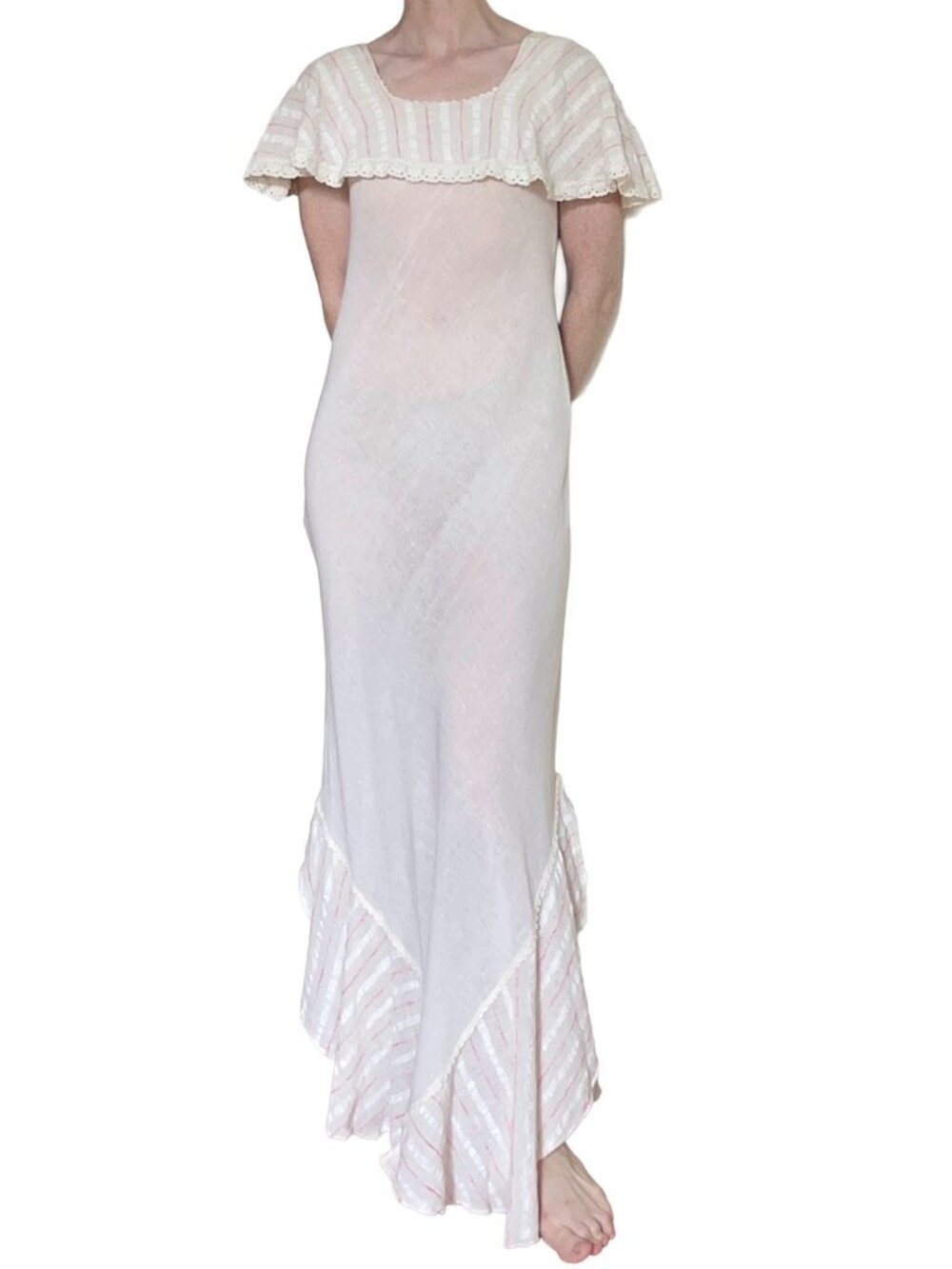 VINTAGE TRIVIA BY CHARM OF HOLLYWOOD RUFFLE BOHO PRAIRIE COUNTRY MAXI DRESS